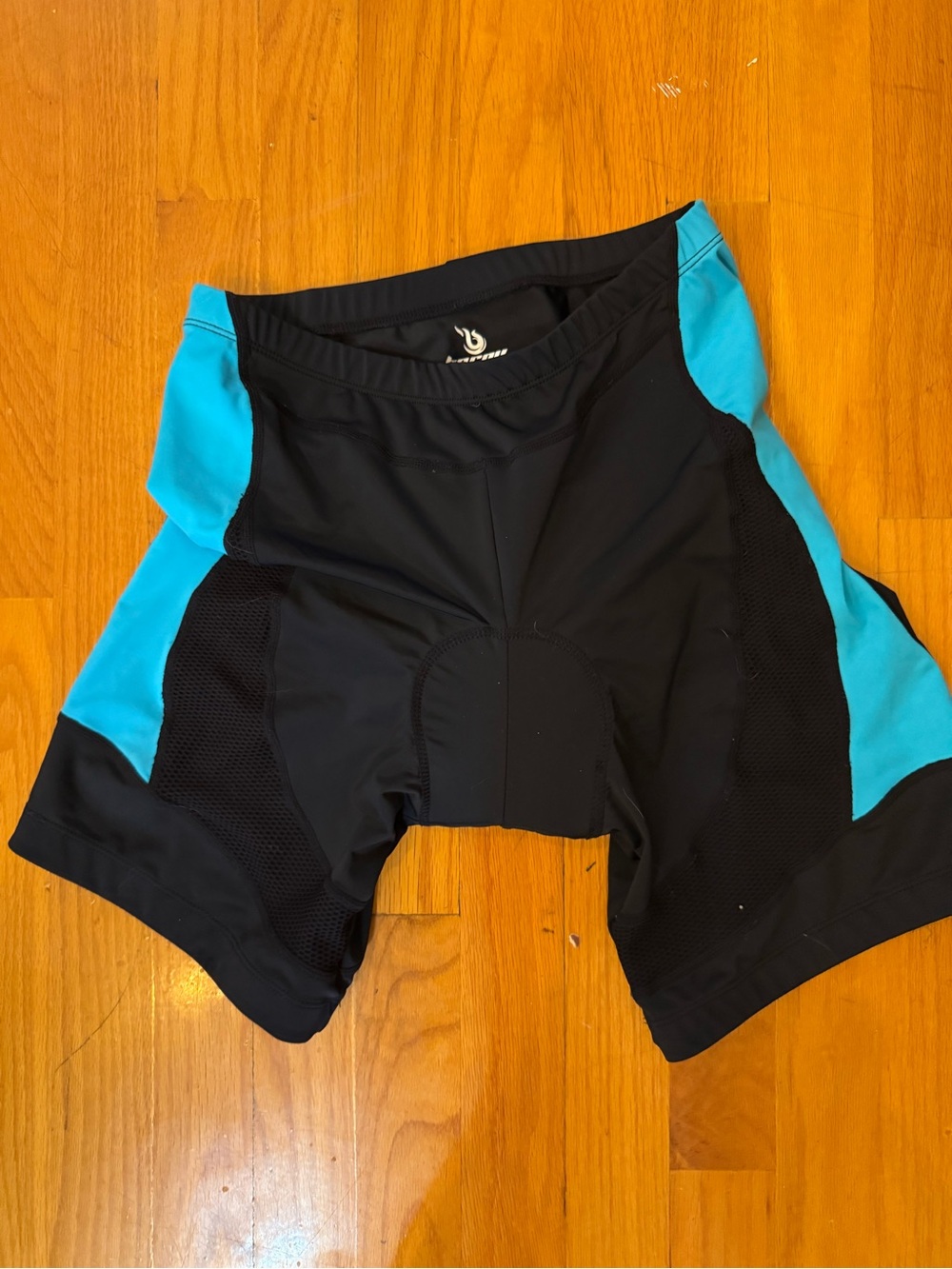 Men's Black and Teal Athletic Cycling Shorts